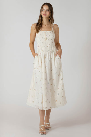 Smocked Detail Midi Dress
