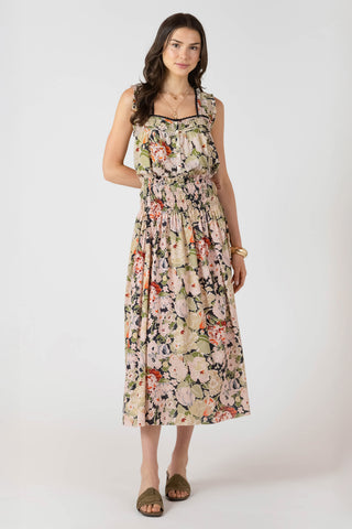 Smocked Waist Midi Skirt