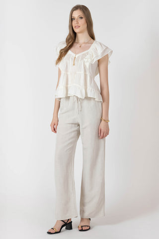 Elastic Waist Linen Pants