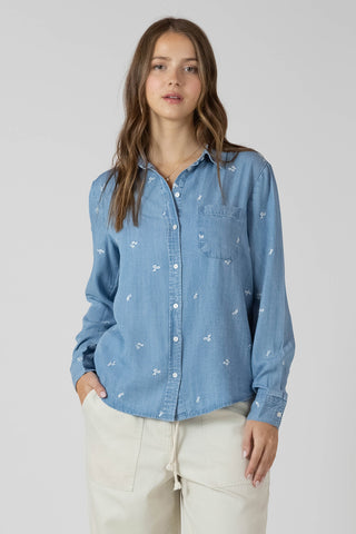 Embroidered Button Front Shirt