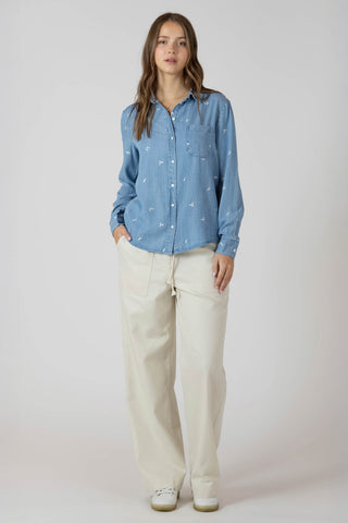 Embroidered Button Front Shirt