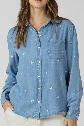 Embroidered Button Front Shirt
