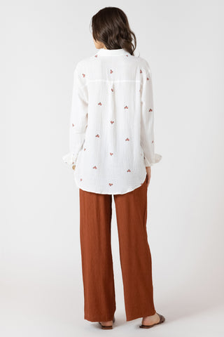 Textured Button Front Blouse