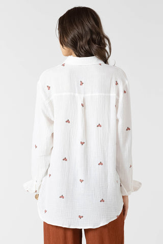 Textured Button Front Blouse