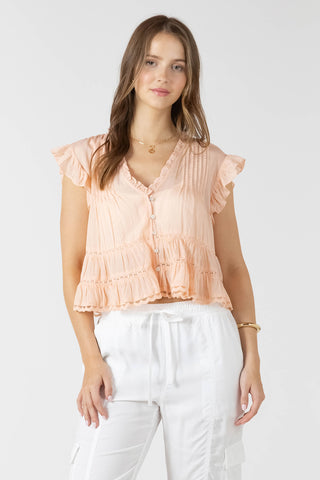 Lace Trim Soft Peplum Blouse