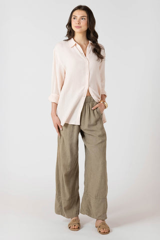 Textured Button Front Blouse