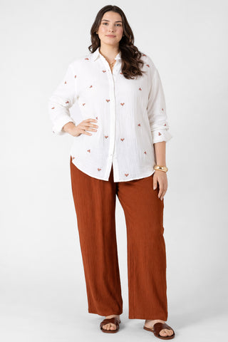 Textured Button Front Blouse